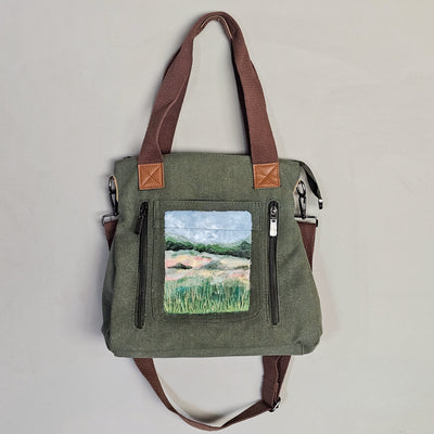 Prairie Views  || Sage Green Canvas Hand Painted Tote Bag