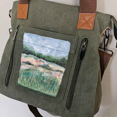 Prairie Views  || Sage Green Canvas Hand Painted Tote Bag