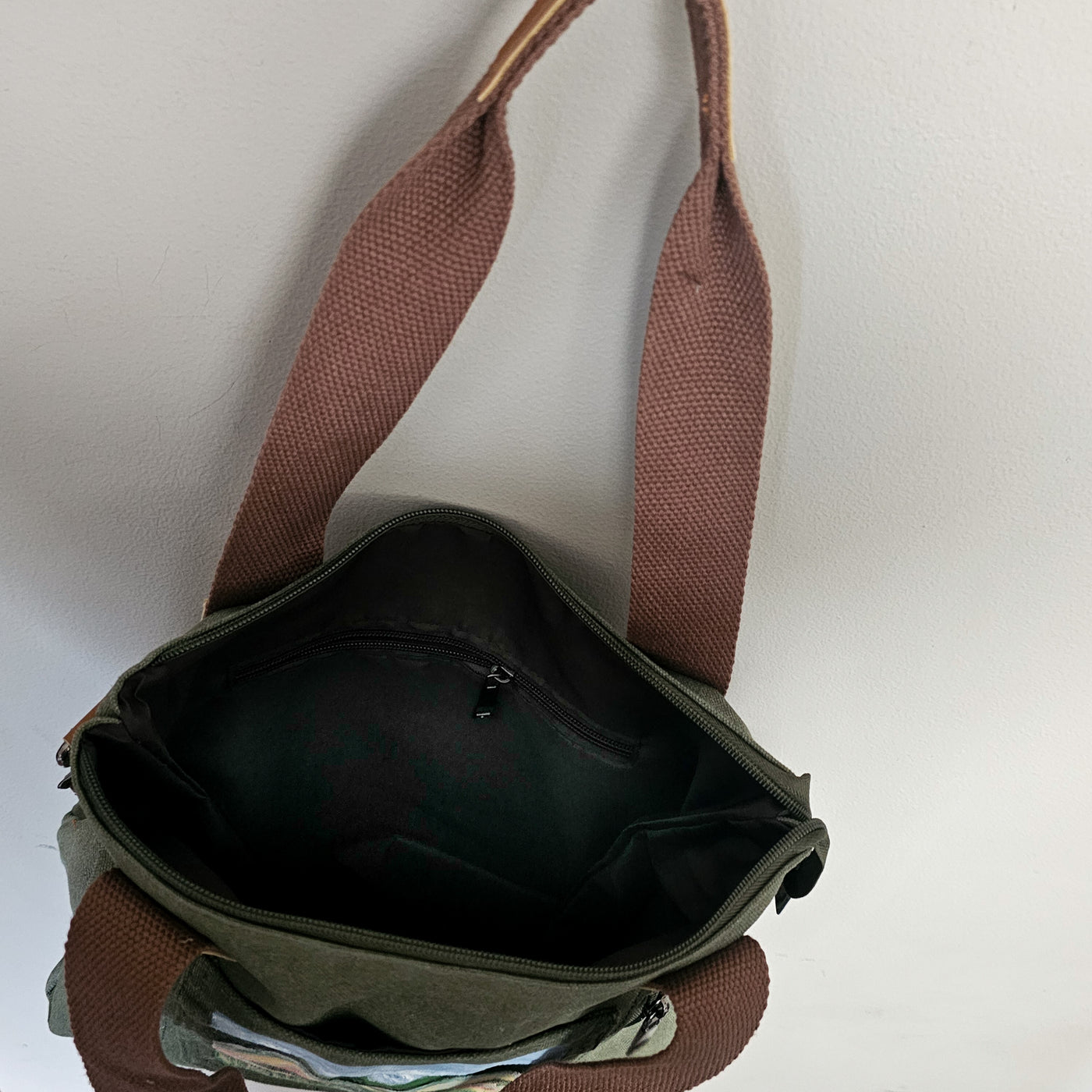 Wild Roses || Sage Green Canvas Hand Painted Tote Bag