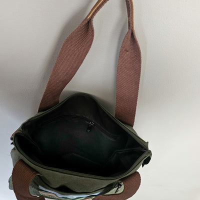Wild Roses || Sage Green Canvas Hand Painted Tote Bag