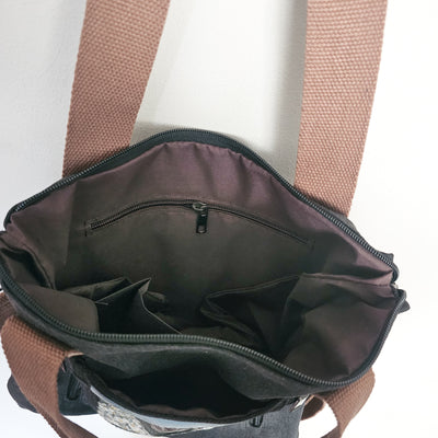 Wildflower Mountain  || Charcoal Gray Canvas Hand Painted Tote Bag