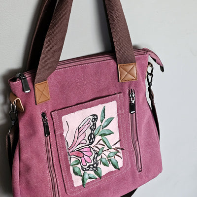 Butterfly Beauty  || Mauve Canvas Hand Painted Tote Bag