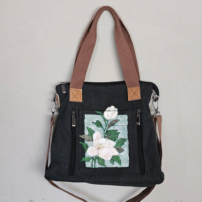 Magnolia Market || Charcoal Gray Canvas Hand Painted Tote Bag