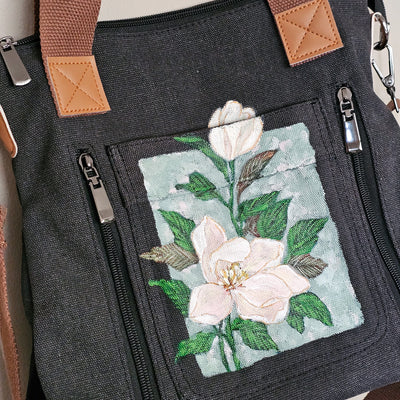 Magnolia Market || Charcoal Gray Canvas Hand Painted Tote Bag