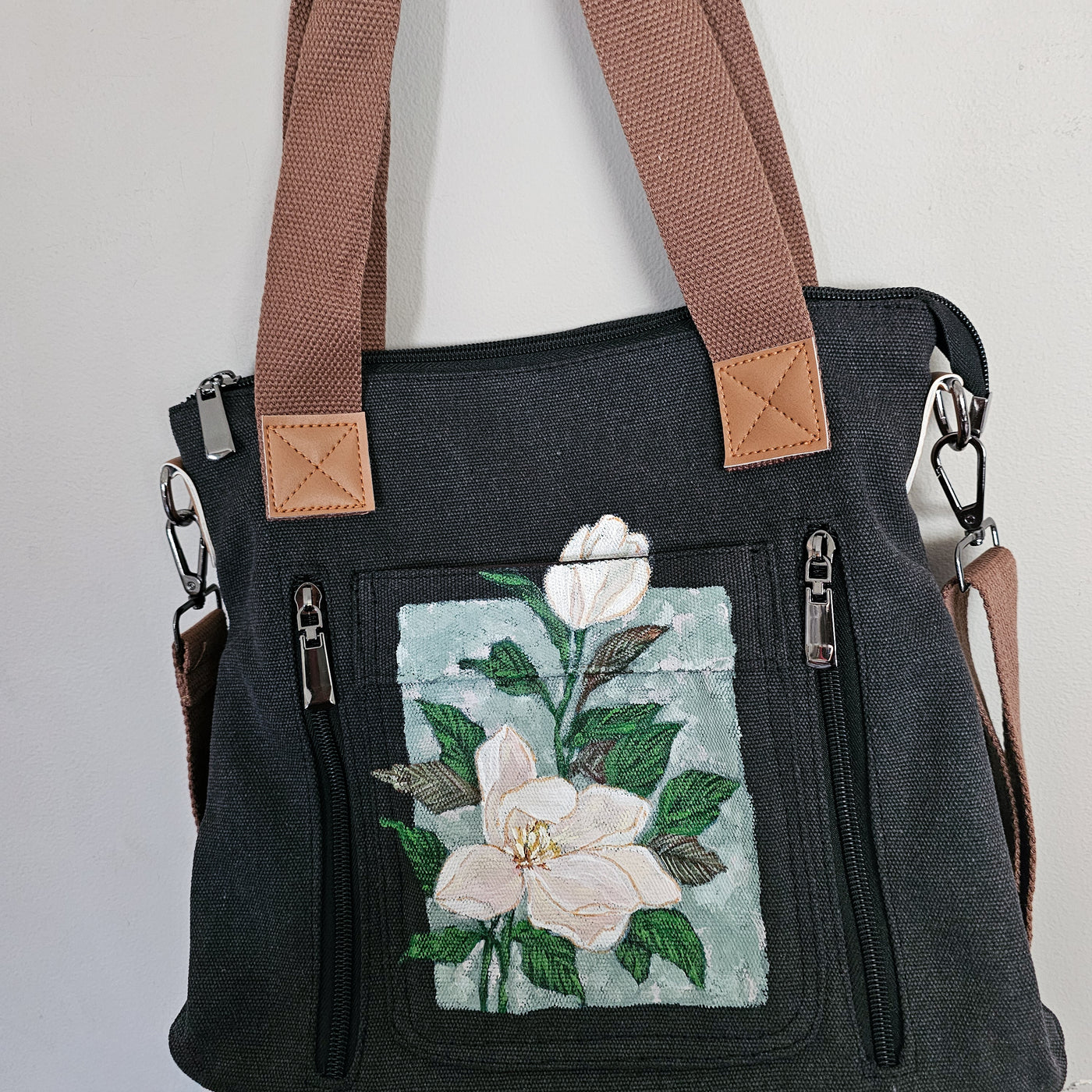 Magnolia Market || Charcoal Gray Canvas Hand Painted Tote Bag