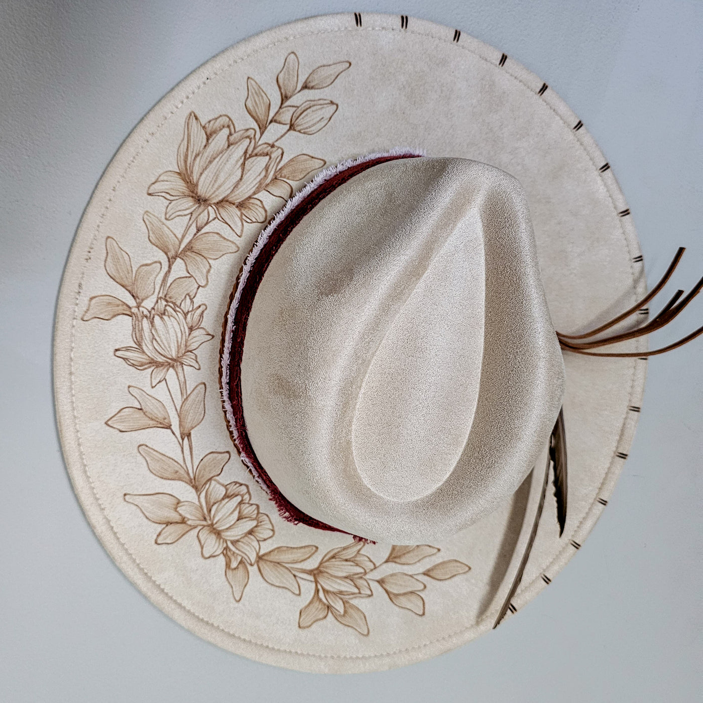 Lady Luck || Ivory Suede Burned Wide Brim Hat