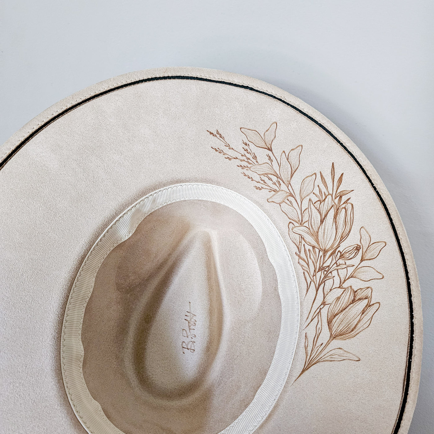 Lady Luck || Ivory Suede Burned Wide Brim Hat
