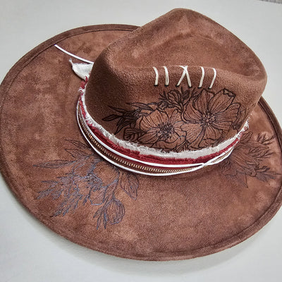 Sparkling Beauty |L| Light Chocolate Brown Burned Wide Brim/Pencil Brim Stiff Hat