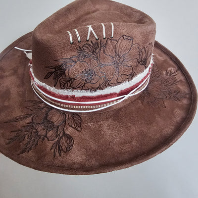 Sparkling Beauty |L| Light Chocolate Brown Burned Wide Brim/Pencil Brim Stiff Hat