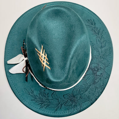 Farmer's Market Day || Green Burned Skinny Brim Hat