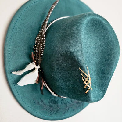 Farmer's Market Day || Green Burned Skinny Brim Hat