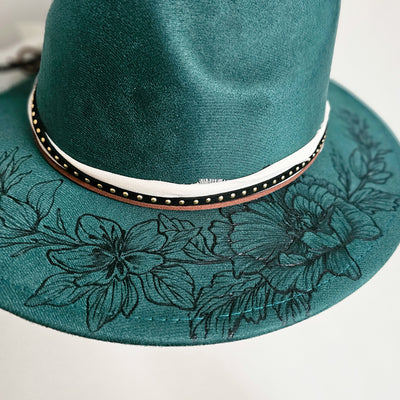 Farmer's Market Day || Green Burned Skinny Brim Hat