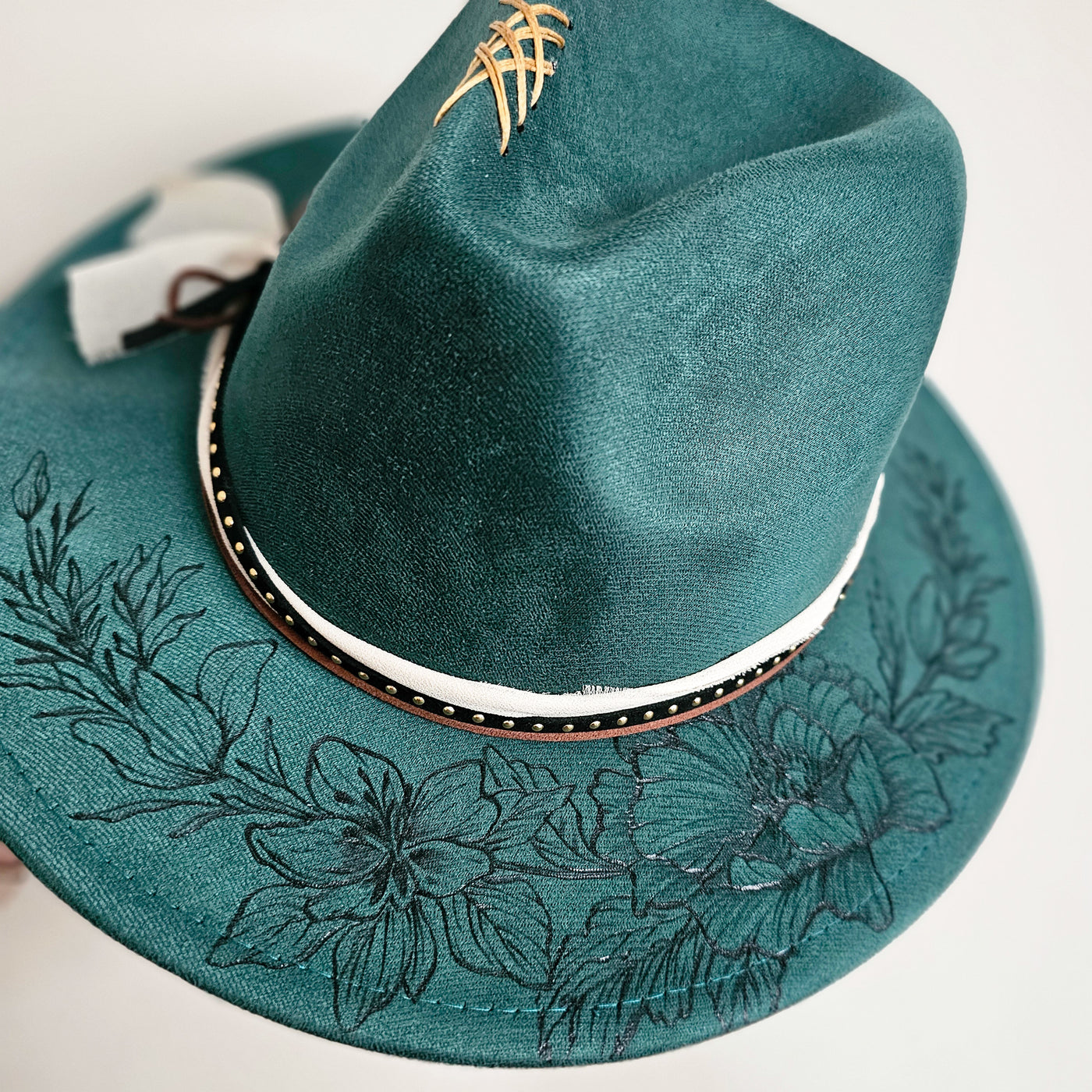 Farmer's Market Day || Green Burned Skinny Brim Hat