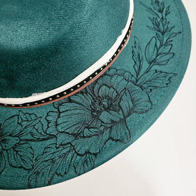 Farmer's Market Day || Green Burned Skinny Brim Hat