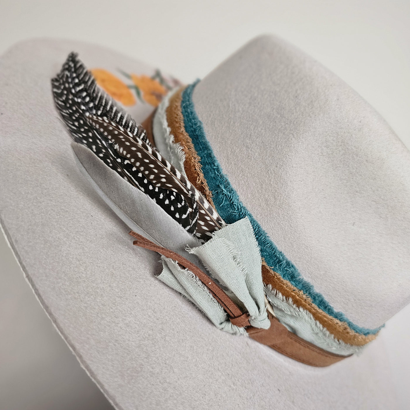 Golden Hour || Light Tan 100% Australian Wool Painted & Burned Wide Brim Hat