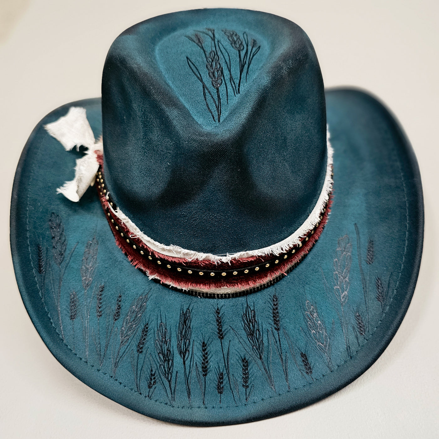 Wheat Fields || Turquoise Burned Skinny Brim Cowboy Style Hat