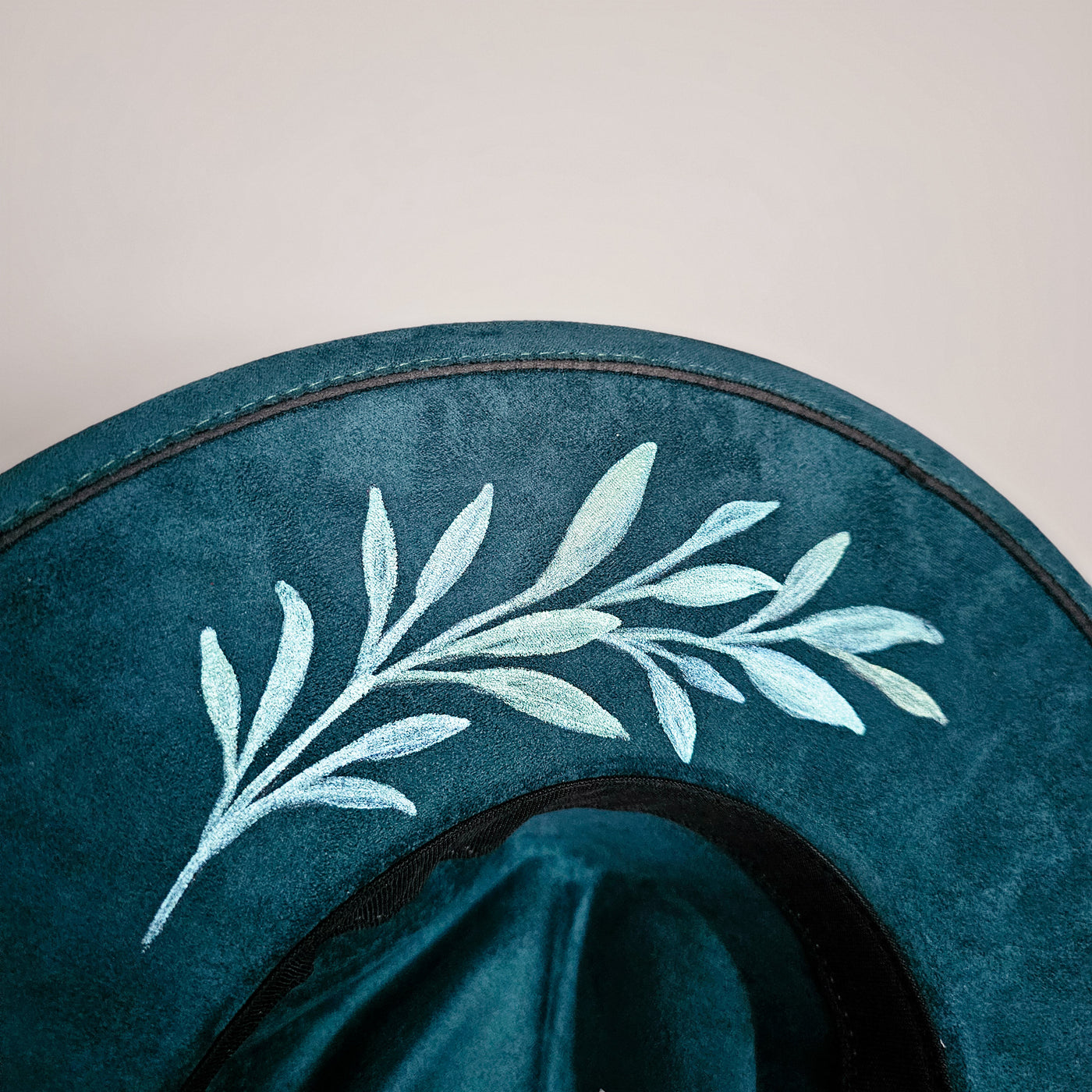 Girls Night Out || Deep Teal Burned & Painted Wide Brim Hat