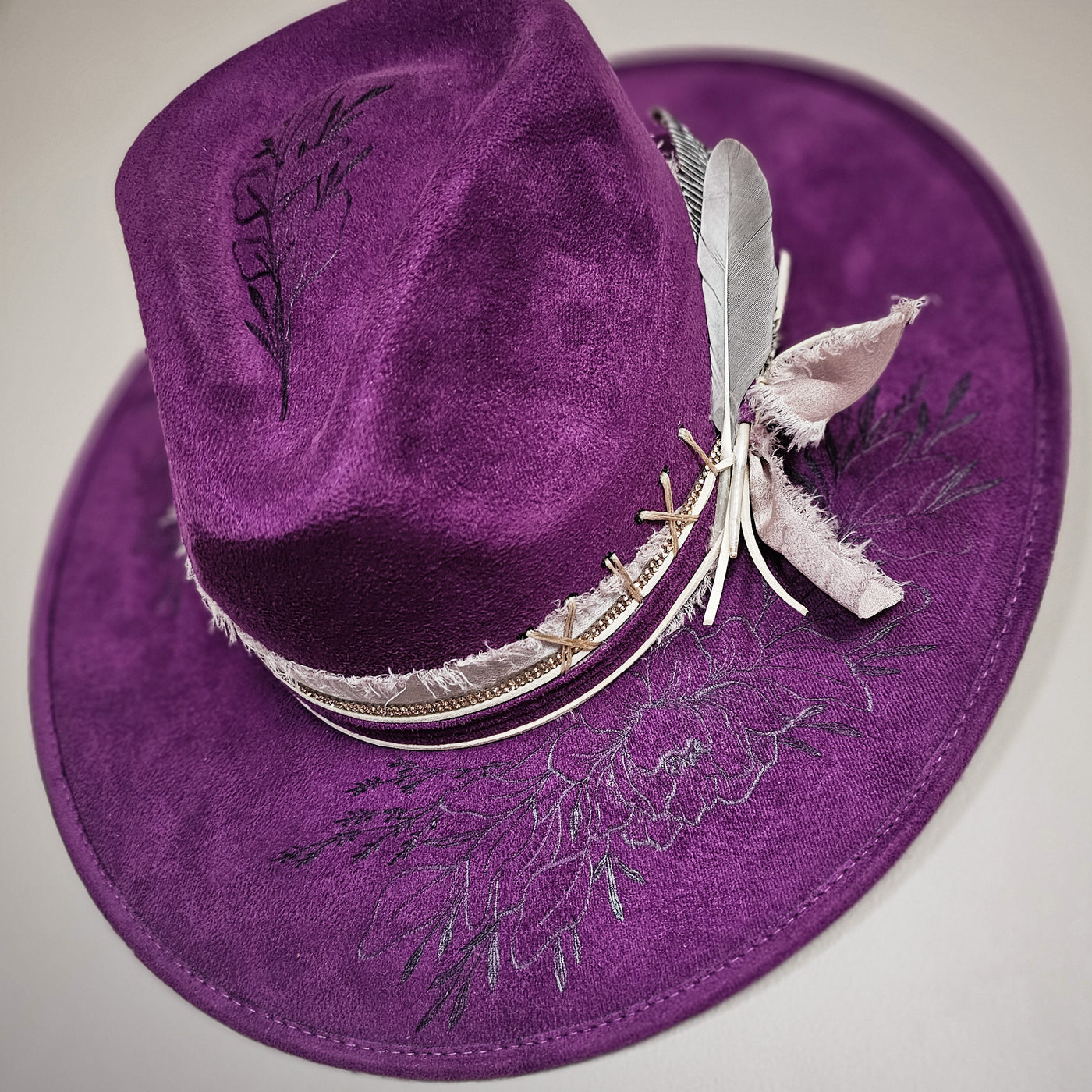 Purple Haze |M| Purple Suede Burned Stiff Wide Brim Hat