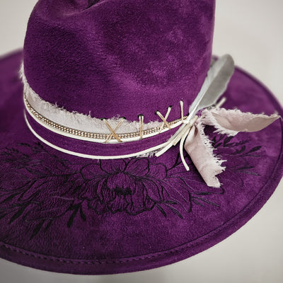 Purple Haze |M| Purple Suede Burned Stiff Wide Brim Hat