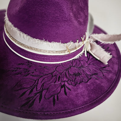 Purple Haze |M| Purple Suede Burned Stiff Wide Brim Hat