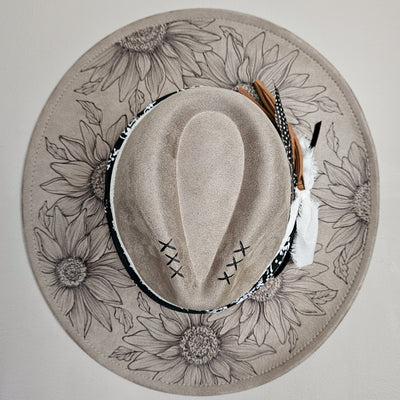 Sunflower Fields || Taupe Suede Burned Wide Brim Hat