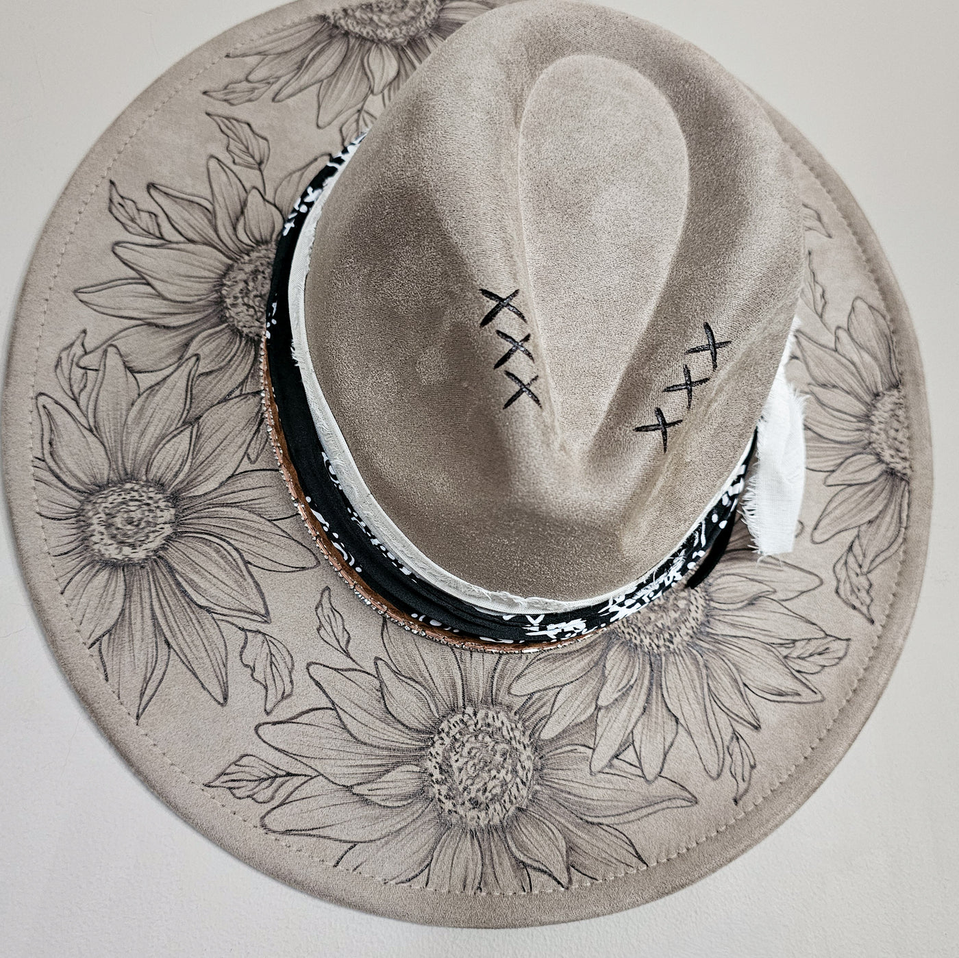 Sunflower Fields || Taupe Suede Burned Wide Brim Hat