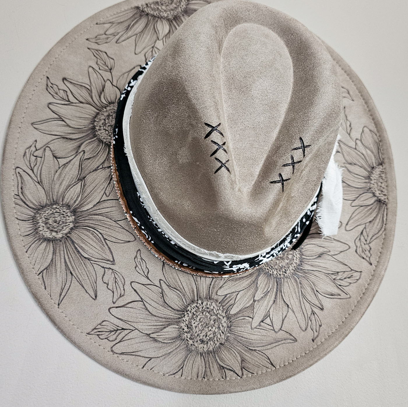 Sunflower Fields || Taupe Suede Burned Wide Brim Hat