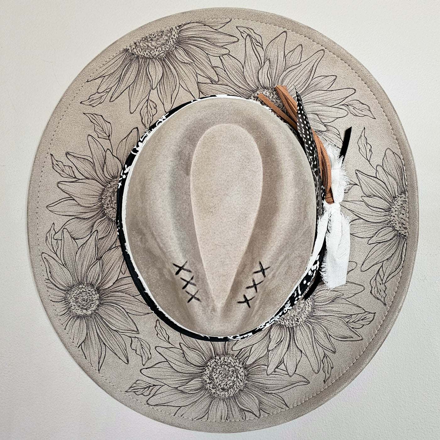 Sunflower Fields || Taupe Suede Burned Wide Brim Hat