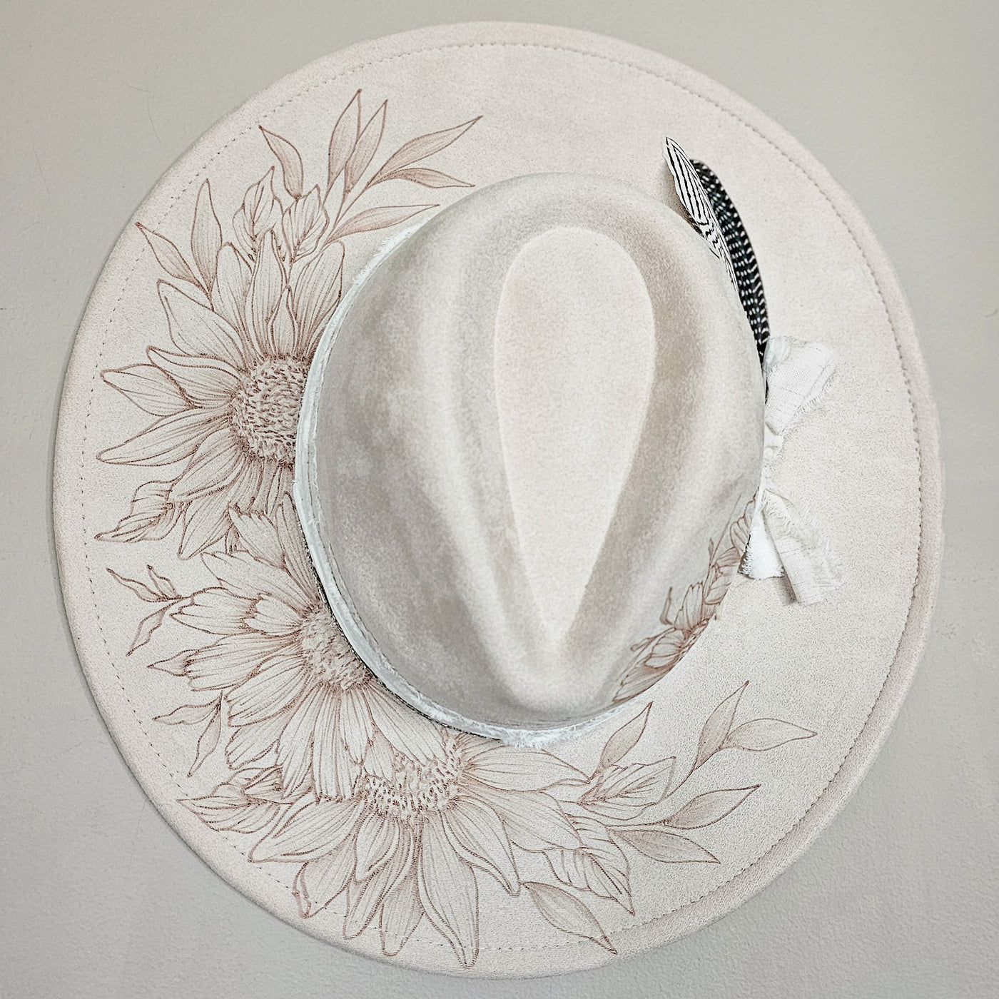 Grit and Glam || Ivory Suede Burned Wide Brim Hat