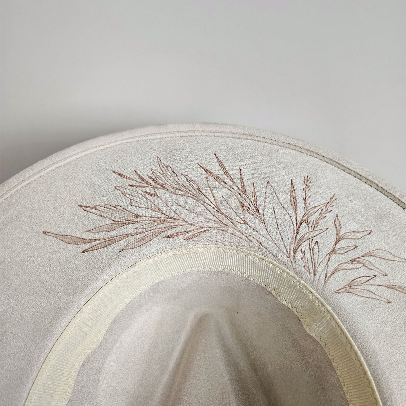 Grit and Glam || Ivory Suede Burned Wide Brim Hat