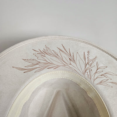 Grit and Glam || Ivory Suede Burned Wide Brim Hat
