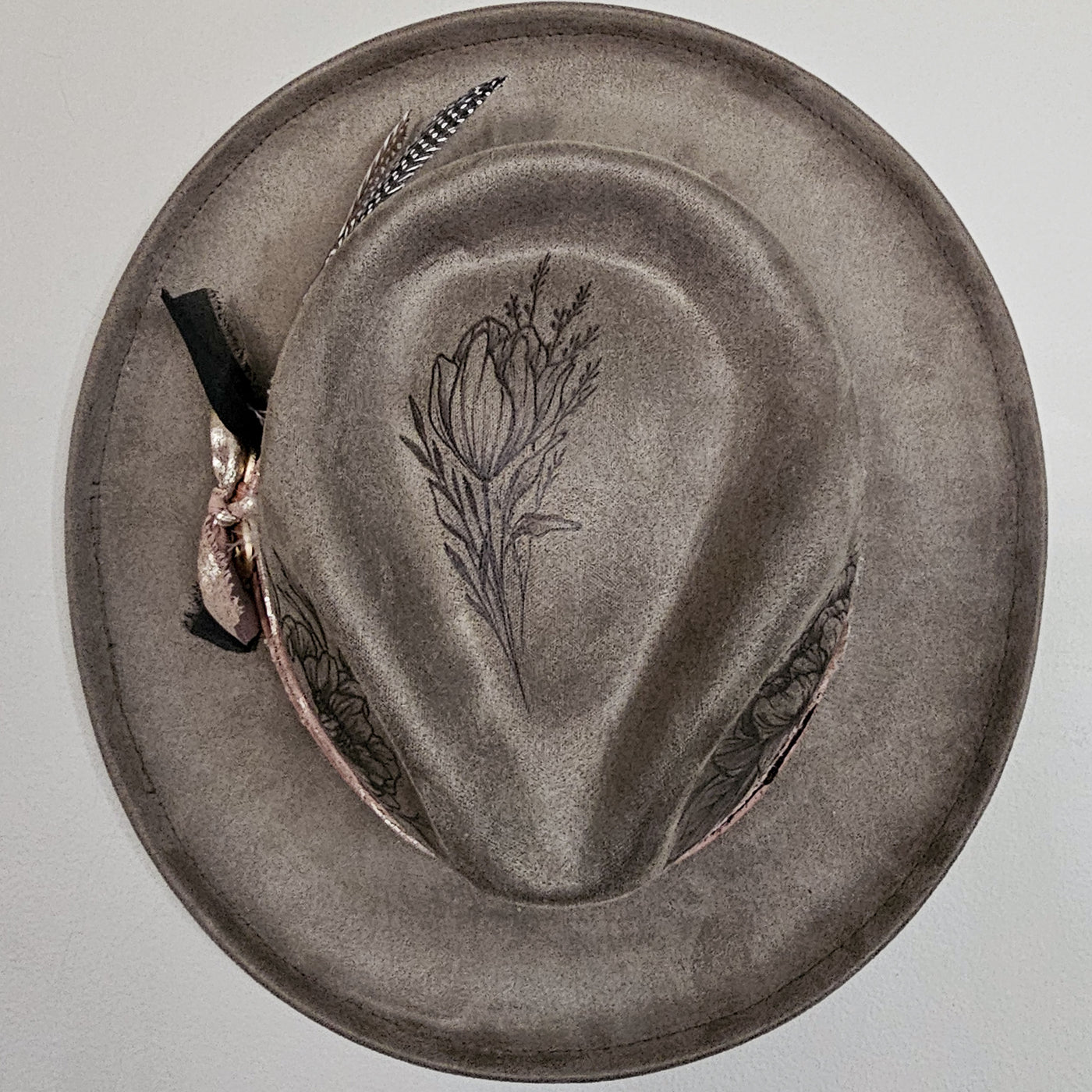 Happy Sunday || Olive Brown Burned Skinny Brim/Pencil Brim Hat