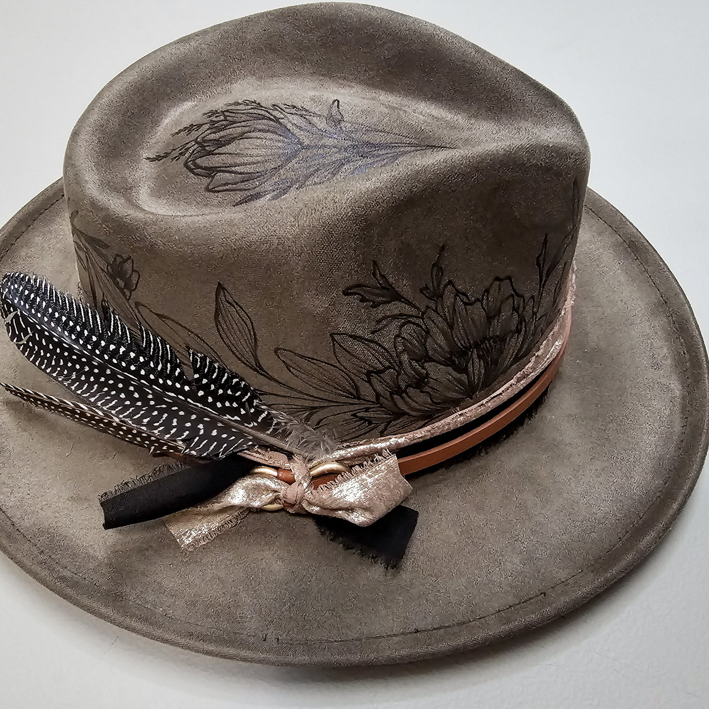 Happy Sunday || Olive Brown Burned Skinny Brim/Pencil Brim Hat