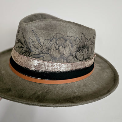 Happy Sunday || Olive Brown Burned Skinny Brim/Pencil Brim Hat