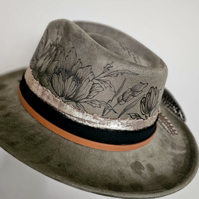 Happy Sunday || Olive Brown Burned Skinny Brim/Pencil Brim Hat