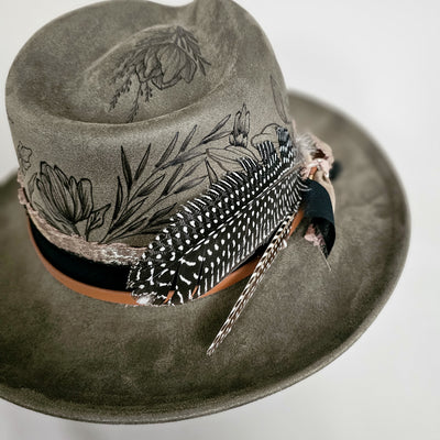 Happy Sunday || Olive Brown Burned Skinny Brim/Pencil Brim Hat