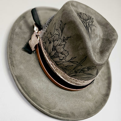 Happy Sunday || Olive Brown Burned Skinny Brim/Pencil Brim Hat