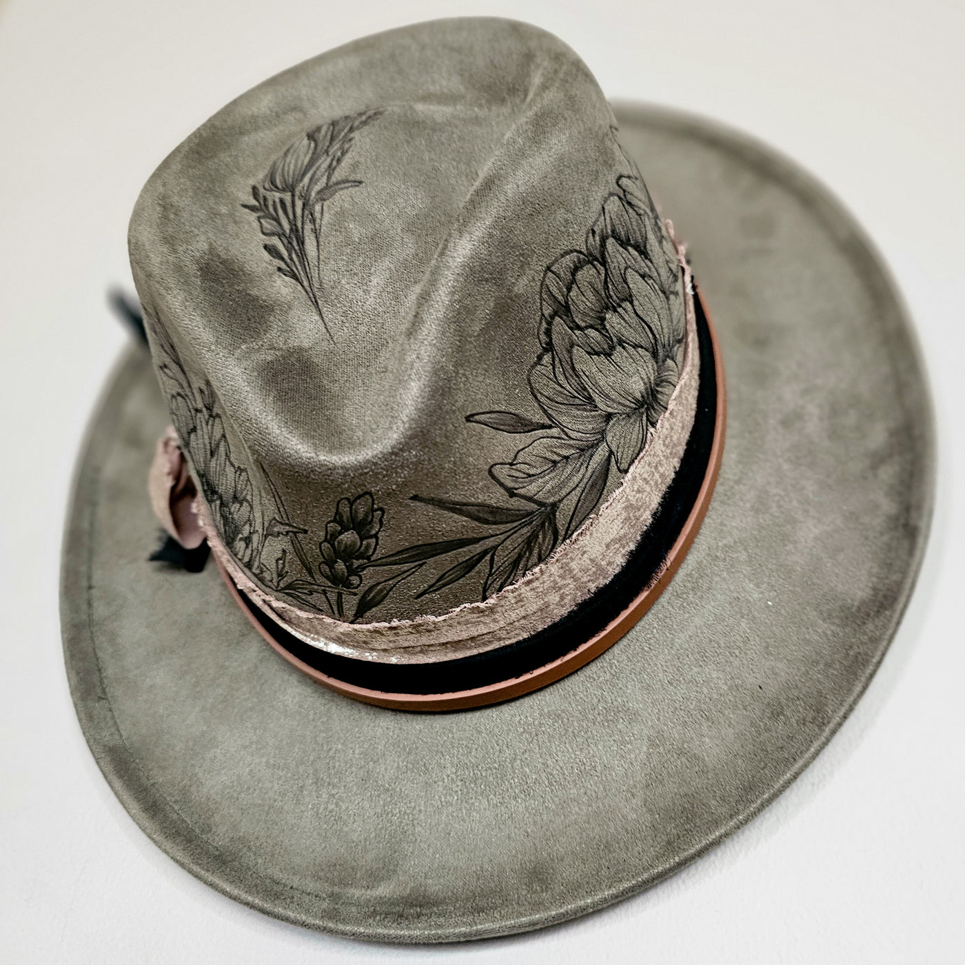 Happy Sunday || Olive Brown Burned Skinny Brim/Pencil Brim Hat