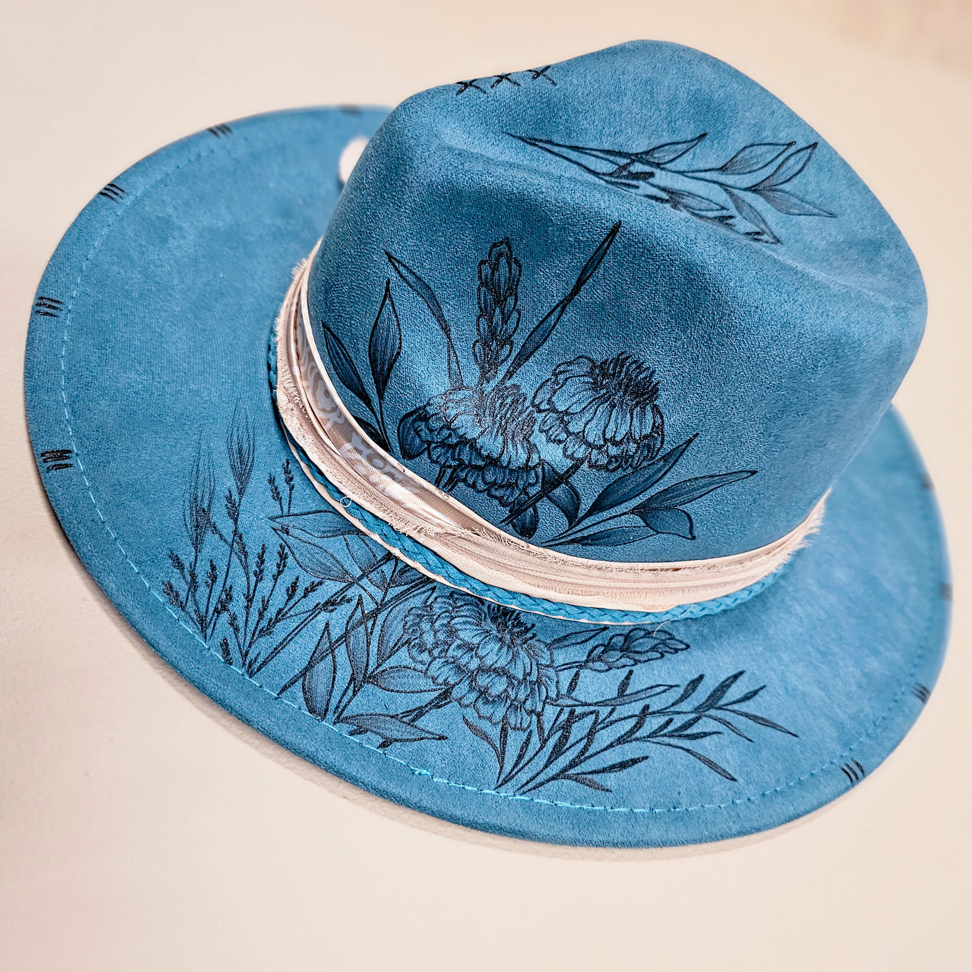 Happy Day || Youth Size || XS || Blue Burned Skinny Brim Hat