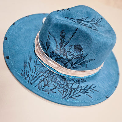 Happy Day || Youth Size || XS || Blue Burned Skinny Brim Hat
