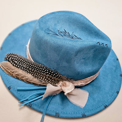 Happy Day || Youth Size || XS || Blue Burned Skinny Brim Hat