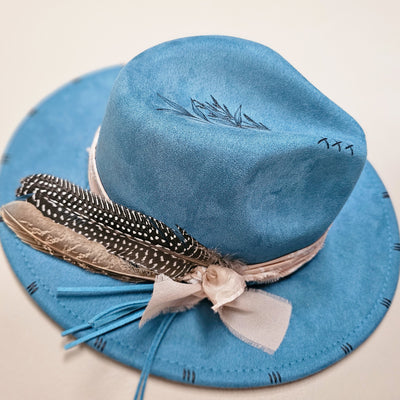 Happy Day || Youth Size || XS || Blue Burned Skinny Brim Hat