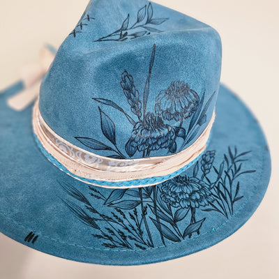 Happy Day || Youth Size || XS || Blue Burned Skinny Brim Hat