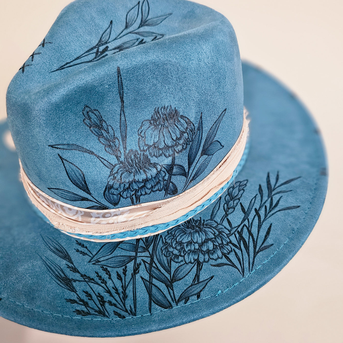 Happy Day || Youth Size || XS || Blue Burned Skinny Brim Hat