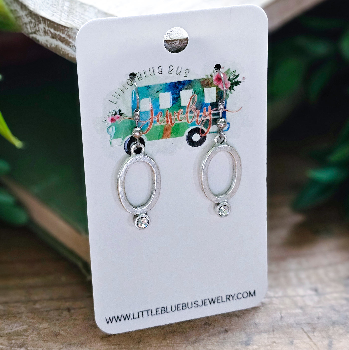 Oval + Crystal Drop Earrings