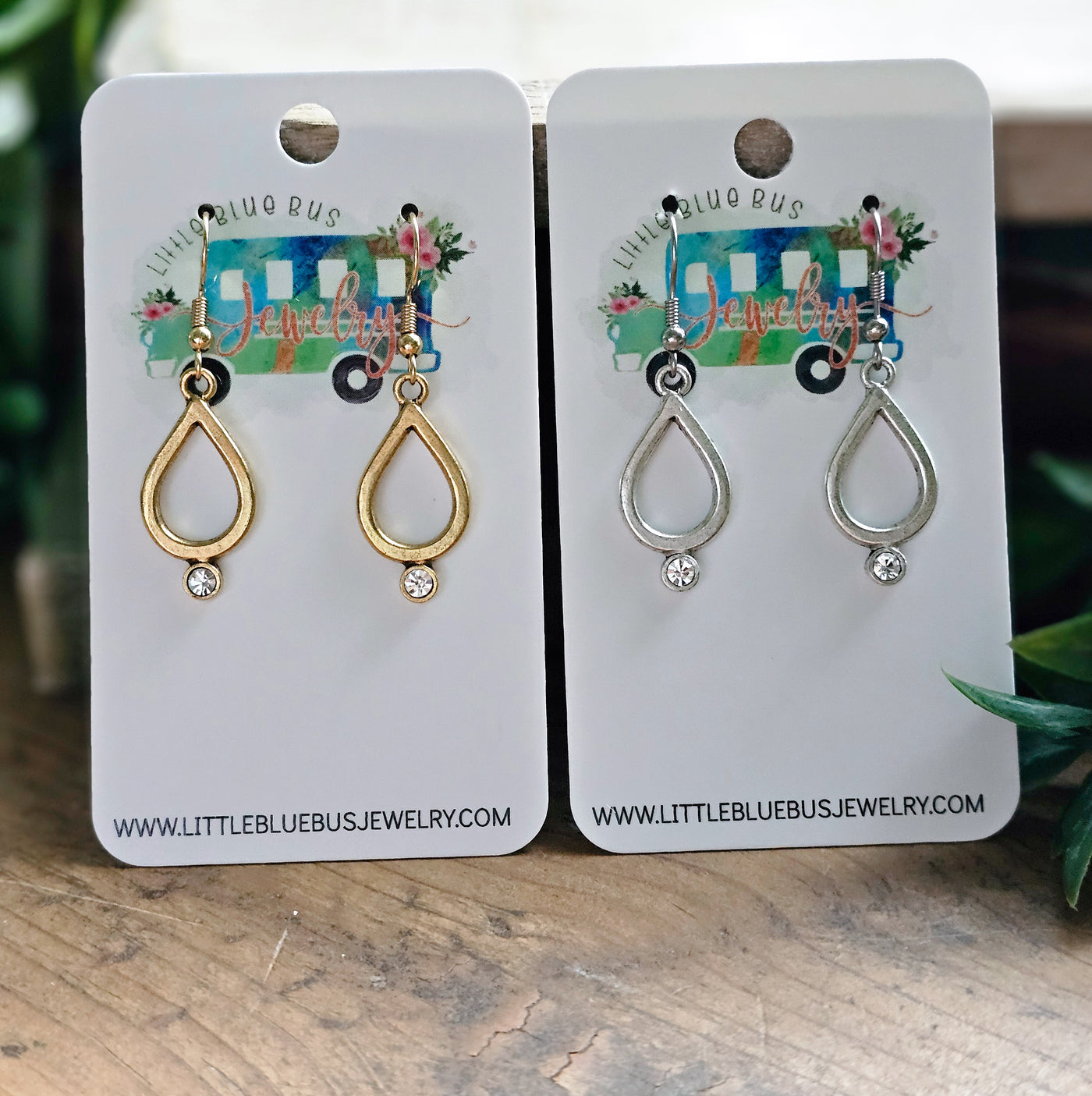 Teardrop + Crystal Drop Earrings