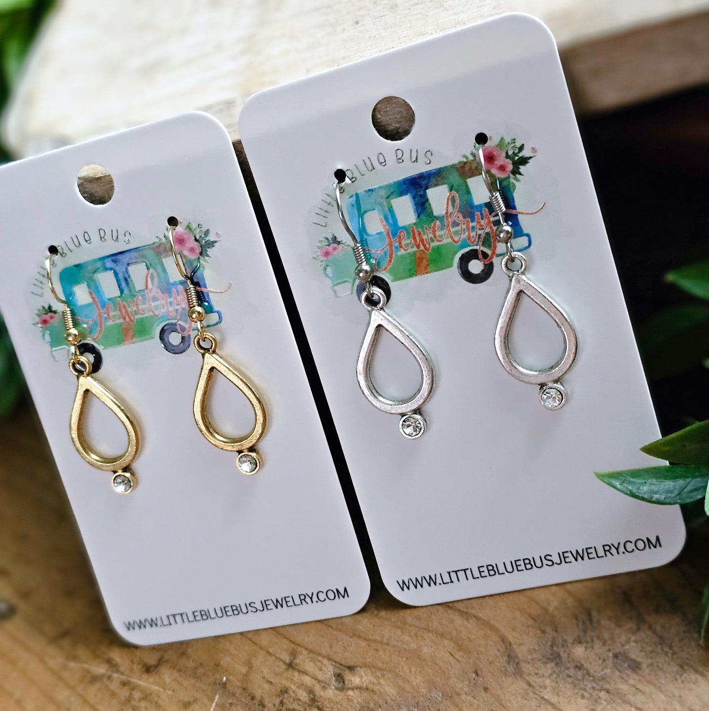 Teardrop + Crystal Drop Earrings