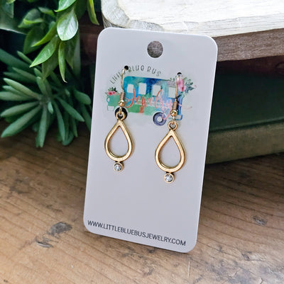 Teardrop + Crystal Drop Earrings