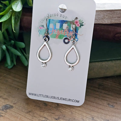 Teardrop + Crystal Drop Earrings