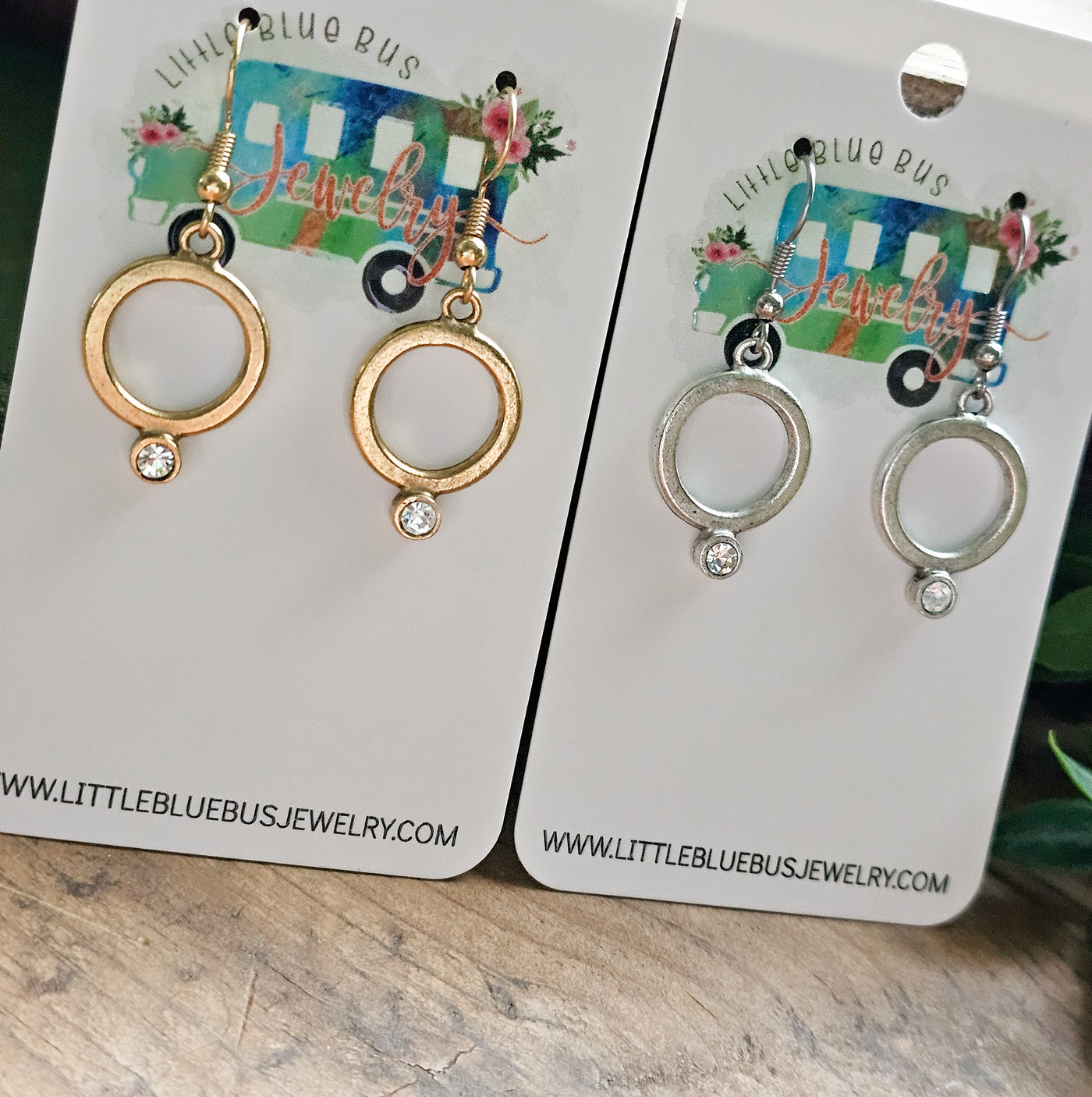 Circle + Crystal Drop Earrings